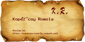 Kopácsy Romola névjegykártya